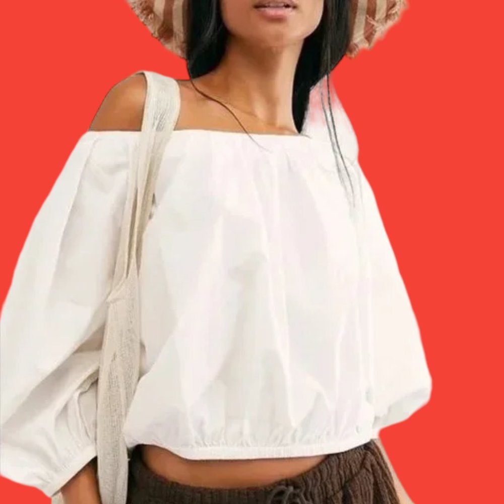 Free People Sunshine Blouse White Extra Small Gently Used - Picture 2 of 5